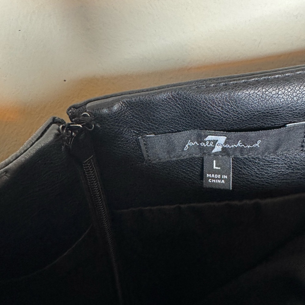 7 For All Mankind-Black Leather Mini Skort - Picture 5 of 6